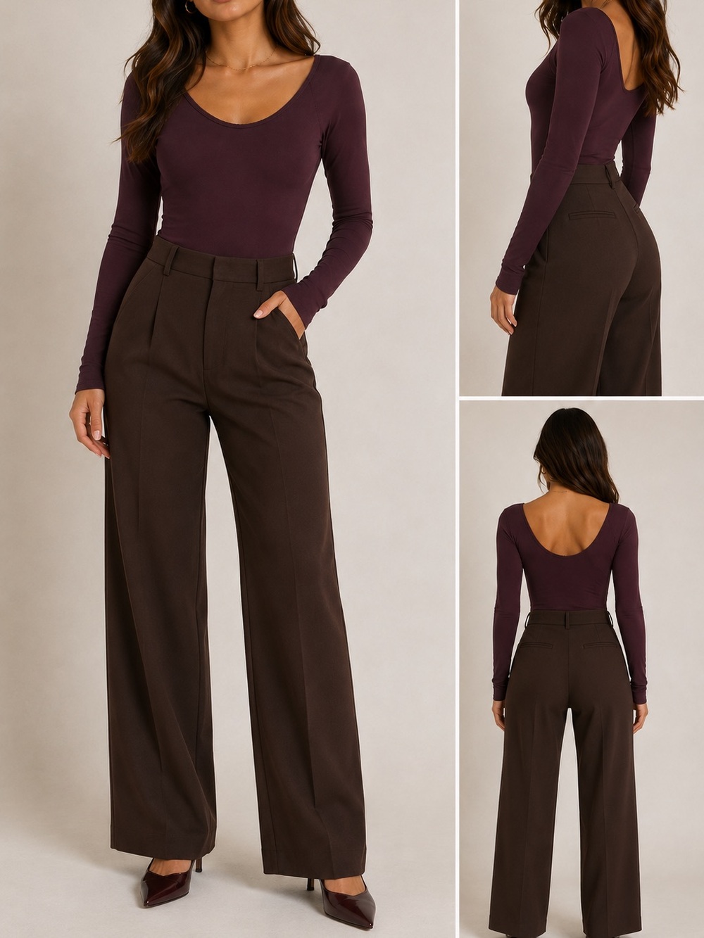 lululemon athletica Scoop-Neck Long-Sleeve Bodysuit in Plum and Espresso